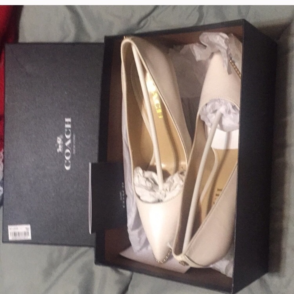 Coach Size 7 heels Chalk Color - Worn ONCE